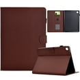 thumbnail image 1 of Case for Samsung Galaxy Tab S6 Lite 10.4" 2020 / 2022 / 2024, Carbon Fiber Pattern Premium PU Leather Wallet Stand Protective Auto Sleep Wake Cover with Pen Slot, Brown, 1 of 6