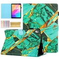 thumbnail image 1 of Case for Samsung Galaxy Tab S6 Lite 10.4" 2020 / 2022 / 2024, Marble Pattern PU Leather Case with Pencil Holder & Card Slots, Multi-Angle Viewing Stand with Auto Sleep / Wake - Gold/Green, 1 of 9