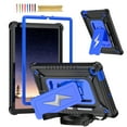 thumbnail image 1 of Case for Samsung Galaxy Tab S6 Lite 10.4" 2024 / 2022 / 2020 with Nylon Shoulder Strap, 3 in 1 Hybrid Heavy Duty Shockproof Silicone PC Tablet Cover with Kickstand Case, Blackblue, 1 of 8