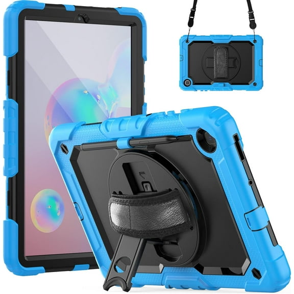 Case for Samsung Galaxy Tab S6 Lite 10.4’’ Model SM-P620/P625/P613/P619/P610/P615, Heavy Duty Shockproof Protective Case with Screen Protector, 360° Rotating Stand, Hand/Shoulder Strap