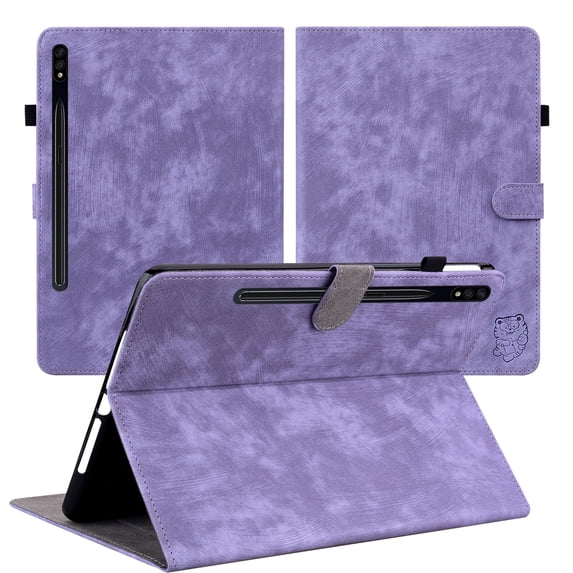 Case for Samsung Galaxy Tab S8 11 inch 2022 (SM-X700/SM-X706)/S7 2020 (SM-T870/T875) with S-Pen Holder, Multiple Angle Kickstand Business Cover, Slim Magnetic Card Slots Tablet Case,Purple