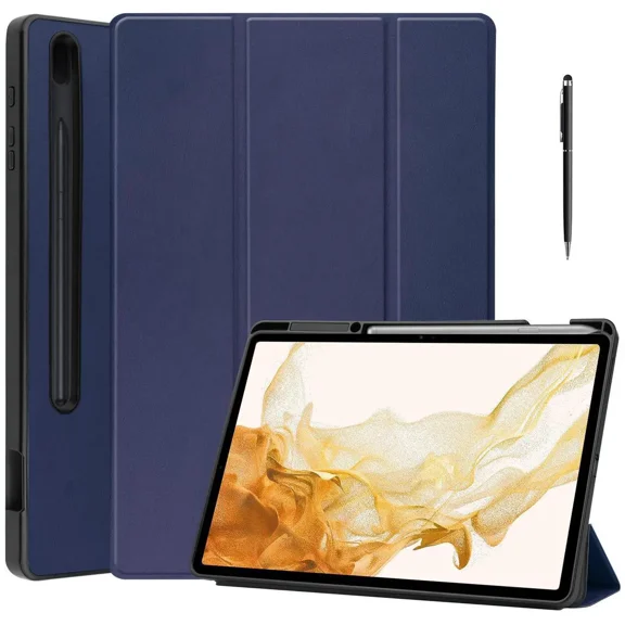 Case for Samsung Galaxy Tab S8 11 inch 2022/Tab S7 2020 11" Model SM-X700/X706/T870/T875/T878, Slim Smart Stand Cover Protective Cover with Pencil Holder, Stand, Universal Stylus Pen