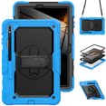 thumbnail image 1 of Case for Samsung Galaxy Tab S8 Plus/S7 FE/S7 Plus 12.4 Inch with Screen Protector, 360 Degree Rotating Kickstand Hand Strap Heavy Duty Shockproof Cover with Shoulder Strap, Sky Blue, 1 of 7