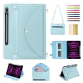 thumbnail image 1 of Case for Samsung Galaxy Tab S8 Ultra/S9 Ultra/S10 Ultra, Folio Stand PU Leather Crossbody Strap Cover with Shoulder Strap, Multi-Card Slots Zipper Pocket Pen Slot Envelope Pocket Wallet Case, Blue, 1 of 13