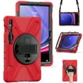 thumbnail image 1 of Case for Samsung Galaxy Tab S9 11.0" 2023, Kids Friendly Rugged Cover Built-in 360° Rotatable Stand-Hand/Shoulder Strap/Pencil Holder for Galaxy Tab S9 FE 10.9" 2023, Red, 1 of 10