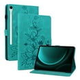 thumbnail image 1 of Case for Samsung Galaxy Tab S9 11.0" 2023, Flower Pattern PU Leather Multi-Angle Viewing Stand Shockproof Flip Case with Card Slot, Magnetic Clasp, Pencil Slot, for Tab S9 FE 10.9" 2023, Green, 1 of 11