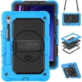 thumbnail image 1 of Case for Samsung Galaxy Tab S9 11.0 Inch SM-X710 with Screen Protector, 360 Degree Rotating Kickstand Hand Strap Heavy Duty Shockproof Cover with Shoulder Strap, Sky Blue, 1 of 7
