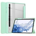thumbnail image 1 of Case for Samsung Galaxy Tab S9 2023/Tab S8 2022/Tab S7 2020 11 inch with [S Pen Holder], [Tri-Fold Flip Kickstand] Shockproof Protective Transparent Clear Back Tablet Cover, Mintgreen, 1 of 8