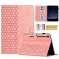 thumbnail image 1 of Case for Samsung Galaxy Tab S9 FE 10.9" 2023 SM-X510/SM-X516B, Embossed PU Leather Cover Flip with Smart Auto Wake / Sleep Stand Function Pencil Holder and Card Slots & Footgrip Case, Pink, 1 of 5