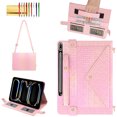 thumbnail image 1 of Case for Samsung Galaxy Tab S9 FE 10.9 Inch/S9 11 Inch 2023 (SM-X710/X716), Folio Stand PU Leather Crossbody Cover with Pencil Holder+Card Slots Wallet Case with Shoulder Strap+Hand Strap, Deeppink, 1 of 10