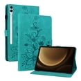 thumbnail image 1 of Case for Samsung Galaxy Tab S9 Plus 12.4" 2023 SM-X810, Flower Pattern PU Leather Multi-Angle Viewing Stand Shockproof Flip Case with Card Slot, Magnetic Clasp, Pencil Slot, Green, 1 of 11