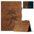thumbnail image 1 of Case for Samsung Galaxy Tab S9/S8/S7 Case 11" 2023/2022/2020 S9 FE 10.9" 2023 Released,PU Leather Embossed Coconut Tree Slim Case with Pencil Holder Card Slot Protective Smart Cover,Brown, 1 of 6