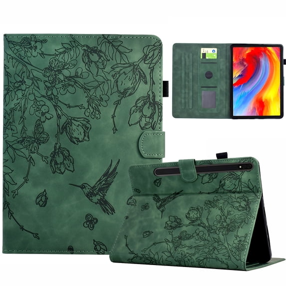 Case for Samsung Galaxy Tab S9/S8/S7, PU Leather Kickstand Shockproof Flip Case with Card Slots & Pencil Slot & Magnetic Clasp Auto Sleep / Wake Function Cover for Tab S9/S8/S7, Green