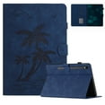 thumbnail image 1 of Case for Samsung Galaxy Tab S9/S9 FE 11 inch Case 2023 Model(SM-X710/X716B/X718U/X510/X516B/X518U),PU Leather Embossed Coconut Tree Slim Case with Pencil Holder Card Slot Protective Smart Cover,Blue, 1 of 6