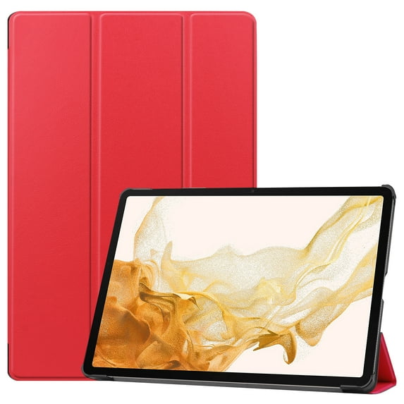 Case for Samsung Galaxy Tab S9/S9 FE, Folio Tri-fold Stand Smart PU Leather / Hard Back Cover with Auto Wake/Sleep Magnetic Ligthweight Slim Fit Drop Protective for Tab S9/S9 FE, Red