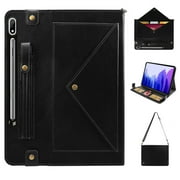 Case for Samsung Galaxy Tab S9 Ultra/S8 Ultra 14.6",Decase Premium Tri-Fold Protection Stand Wallet Tablet Shell Handbag With Crossbody Strap,for 14.6" Samsung Tab SM-X910/X916/X900/X906 - Black