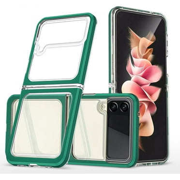 Case for Samsung Galaxy Z Flip 4 5G 2022, Slim Thin Soft TPU Bumper & Hard PC Transparent Back Shockproof Scratch Resistant Protective Phone Case for Samsung Galaxy Z Flip 4 5G 2022 (Green)
