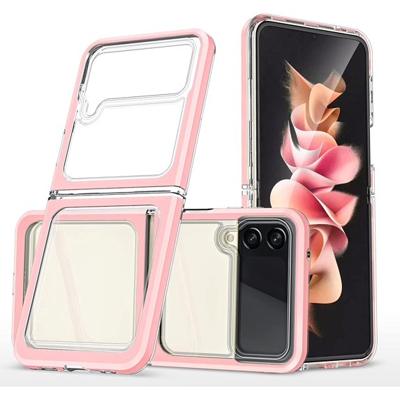 Case for Samsung Galaxy Z Flip 4 5G 2022, Slim Thin Soft TPU Bumper & Hard PC Transparent Back Shockproof Scratch Resistant Protective Phone Case for Samsung Galaxy Z Flip 4 5G 2022 (Pink)