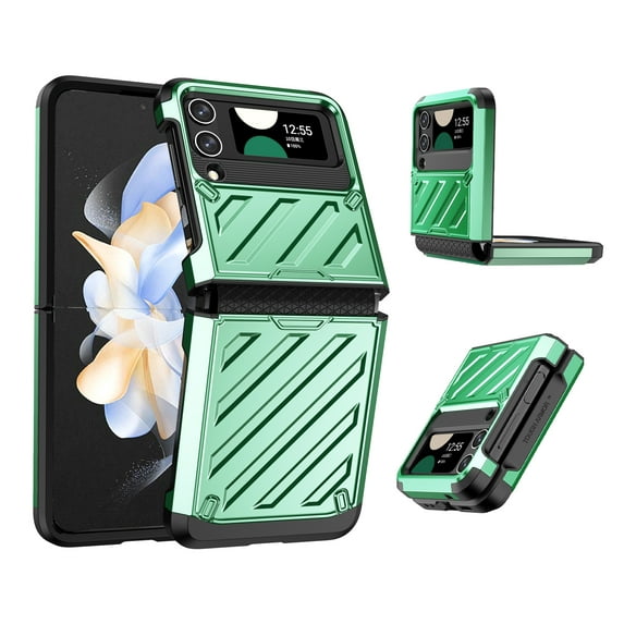 Case for Samsung Galaxy Z Flip 4 Case with Hinge Protection Military Grade Protection Rugged Case, Shockproof Anti-Resistant Anti-Drop Matte PC Cover for Samsung Galaxy Z Flip 4,Green