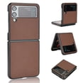 thumbnail image 1 of Case for Samsung Galaxy Z Flip 4 Lychee Pattern PU Leather Folding Cover, Rugged PC Bumper Shockproof Lens Protection Anti-Scratches Slim Case for Samsung Galaxy Z Flip 4,Brown, 1 of 7