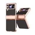thumbnail image 1 of Case for Samsung Galaxy Z Flip 4 PU Leather Electroplated Case, Hinge Protection Glitter Rhinestone Lens Protection Rugged Shockproof Slim Folding Cover for Samsung Galaxy Z Flip 4,Black, 1 of 7