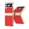 thumbnail image 1 of Case for Samsung Galaxy Z Flip 4 PU Leather Electroplated Case, Hinge Protection Glitter Rhinestone Lens Protection Rugged Shockproof Slim Folding Cover for Samsung Galaxy Z Flip 4,Red, 1 of 7