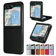 thumbnail image 1 of Case for Samsung Galaxy Z Flip 4, PU Vegan Leather Back & Hard PC Bumper Wireless Charging Shockpoof Protective Slim Anti-Scratch Phone Case for Samsung Galaxy Z Flip 4 - Black, 1 of 13