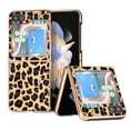 thumbnail image 1 of Case for Samsung Galaxy Z Flip 5 2023, Ultra-Thin Leopard PU Leather Plating Frame Shock Absorbing Cover Protective for Galaxy Z Flip 5 Fashion Men and Women Folding Case Cover - Leopard, 1 of 6