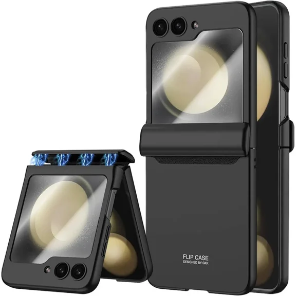 Case for Samsung Galaxy Z Flip 5 Case, Hinge Protection, Built-in Screen Protector, Wireless Charging, Shockproof, Anti Scratch Slim Phone Protective Cover for Galaxy Z Flip 5, 2023