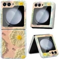 thumbnail image 1 of Case for Samsung Galaxy Z Flip 5, Colorful Retro Oil Painting Flower Laser Glossy Pattern Cute Exquisite Floral Blossom Phone Cover Stylish Durable TPU Protective Case for Girls Women - Pink, 1 of 9