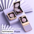 thumbnail image 1 of Case for Samsung Galaxy Z Flip 5 PU Leather Electroplated Case, Hinge Protection Glitter Rhinestone Lens Protection Rugged Shockproof Slim Folding Cover for Samsung Galaxy Z Flip 5,Purple, 1 of 11