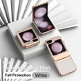 thumbnail image 1 of Case for Samsung Galaxy Z Flip 5 PU Leather Electroplated Case, Hinge Protection Glitter Rhinestone Lens Protection Rugged Shockproof Slim Folding Cover for Samsung Galaxy Z Flip 5,White, 1 of 11