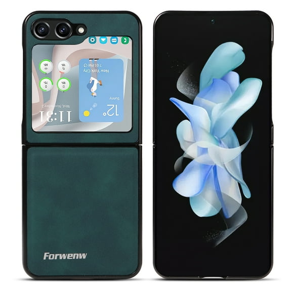 Case for Samsung Galaxy Z Flip 5, Vintage Premium PU Leather Wallet Case with Credit Card Slot Holder Ultra Slim Drop Protective Lightweight Phone Case Cover for Samsung Galaxy Z Flip 5, Green