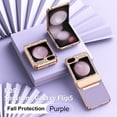 thumbnail image 1 of Case for Samsung Galaxy Z Flip 6 PU Leather Electroplated Case, Hinge Protection Glitter Rhinestone Lens Protection Rugged Shockproof Slim Folding Cover for Samsung Galaxy Z Flip 6,Purple, 1 of 11