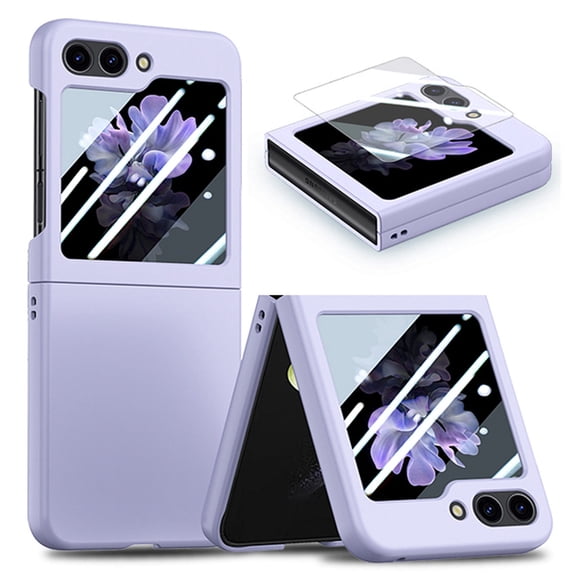 Case for Samsung Galaxy Z Flip 6 Skin-Friendly Folding Case, Slim Rugged PC Cover with Screen Protective Film, Full Coverage Shockproof Anti-Scratches Case for Samsung Galaxy Z Flip 6, Purple