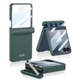thumbnail image 1 of Case for Samsung Galaxy Z Flip 7, Built-in Tempered Glass Small Screen Protector + Magnetic Hinge Protection, Ultra-Thin All-Inclusive Drop-Proof, Non-Slip Texture, Scratch Resistant, Darkgreen, 1 of 10