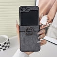 thumbnail image 1 of Case for Samsung Galaxy Z Flip 7, Denim + Hard PC Protective Cover with Ring Stand, Compatible with MagSafe, Support Wireless Charging, Shockproof Slim Fit Drop Protection for Men Women, Black, 1 of 5