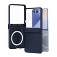 thumbnail image 1 of Case for Samsung Galaxy Z Flip 7 FE / Z Flip 6,HD Tempered Glass Outer Film + Matte PC Protective Cover with Hinge Protection,Compatible with MagSafe,Ultra Slim Anti-Scratch Phone Cover,Dark Blue, 1 of 4
