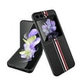thumbnail image 1 of Case for Samsung Galaxy Z Flip5, Twill Pattern Slim Protective Cover for Samsung Galaxy Z Fold5, Skin-Friendly PU Leather+PC Military Grade Shockproof Lens Protection Case with Anti-Slip Strip,Black, 1 of 10