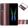 thumbnail image 1 of Case for Samsung Galaxy Z Fold 3[2021 Release], Galaxy Z Fold3 Cover, Allytech Carbon Fiber PU Leather Case Cover Hybrid PU Leather Hard PC Anti-Scratch Slim Case for Galaxy Z Fold 3 2021, Brown, 1 of 3