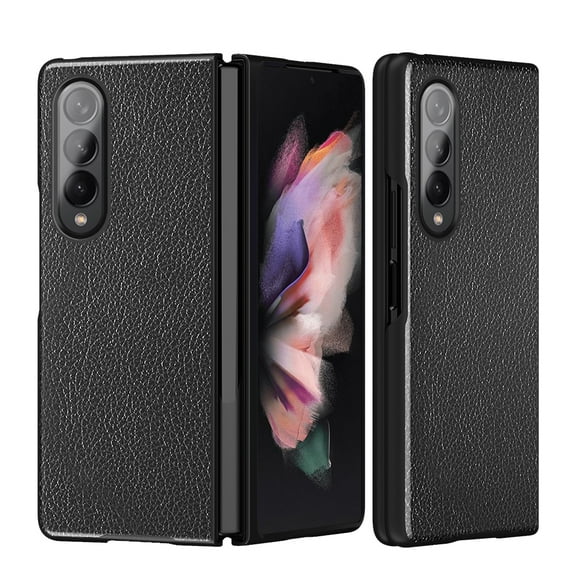 Case for Samsung Galaxy Z Fold 3 5G 2021, Allytech Premium Slim Lightweight Lychee PU Leather Full Protection All-Inclusive Women Men Case for Galaxy Z Fold3 2021 Release, Black