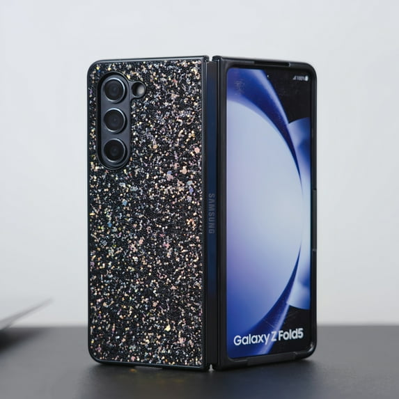 Case for Samsung Galaxy Z Fold 3 5G, Galaxy Z Fold 3 5G Case for Women Girls Glitter Sprakle Bling Anti-Slip Shockproof Protection Fold Cover Case for Samsung Galaxy Z Fold 3 5G, Black