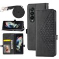 thumbnail image 1 of Case for Samsung Galaxy Z Fold 3 5G, Magnetic Matte Premium PU Leather Stand Flip Cover with Card Slots and Wallet, Shockproof and Full Body Protection Compatible with Z Fold 3 - Black, 1 of 10