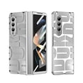 thumbnail image 1 of Case for Samsung Galaxy Z Fold 3 5G, Z Fold 3 Case Clear Plating PC Cover with Hinge Protection, Build-in Tempered Glass Screen Protector Anti-fingerprint Full Body Protection, Silver, 1 of 6