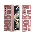 thumbnail image 1 of Case for Samsung Galaxy Z Fold 3 5G, Z Fold 3 Case Clear Plating PC Cover with Hinge Protection, Build-in Tempered Glass Screen Protector Anti-fingerprint Full Body Protection, Rosegold, 1 of 6