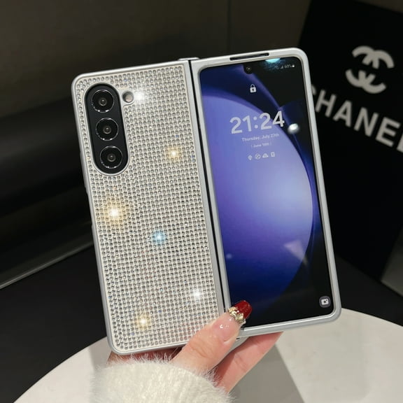Case for Samsung Galaxy Z Fold 4 5G, Glitter Sparkly Luxury Light Slim Frosted Hard PC Shockproof Protective Bling Diamond Girls for Women Phone Case for Samsung Galaxy Z Fold 4 5G, Silver