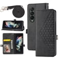 thumbnail image 1 of Case for Samsung Galaxy Z Fold 4 5G, Magnetic Matte Premium PU Leather Stand Flip Cover with Card Slots and Wallet, Shockproof and Full Body Protection Compatible with Z Fold 4 - Black, 1 of 10
