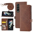 thumbnail image 1 of Case for Samsung Galaxy Z Fold 4 5G, Magnetic Matte Premium PU Leather Stand Flip Cover with Card Slots and Wallet, Shockproof and Full Body Protection Compatible with Z Fold 4 - Brown, 1 of 10