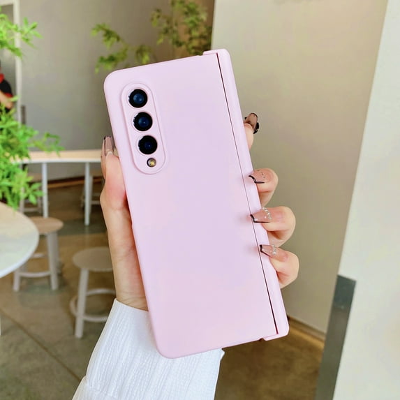 Case for Samsung Galaxy Z Fold 4 Rugged with Hinge Protection, Heavy Duty Rugged Protective Hard PC Phone Cover, Anti-Fingerprint Shockproof Slim Cover for Samsung Galaxy Z Fold 4, Pink