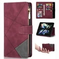 thumbnail image 1 of Case for Samsung Galaxy Z Fold 4 Zipper Wallet Case, Large Capacity Card Slots Cash Hoider Zipper Pocket Premium PU Leather Flip Cover with Wrist Strap Magnetic Clasp Kickstand Shockproof Case,Winered, 1 of 6